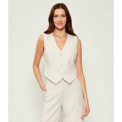 Guess Kamizelka JOANDRA Slim Fit ecru XS Guess Kamizelka JOANDRA Slim Fit ecru XS