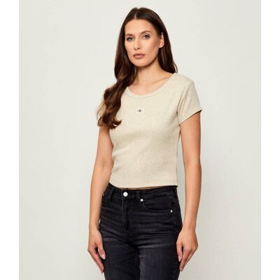 Calvin Klein Jeans Bluzka Slim Fit kremowy L Calvin Klein Jeans Bluzka Slim Fit kremowy L