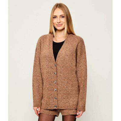 Pinko Wełniany kardigan MARCHE Relaxed fit camel XS Pinko Wełniany kardigan MARCHE Relaxed fit camel XS