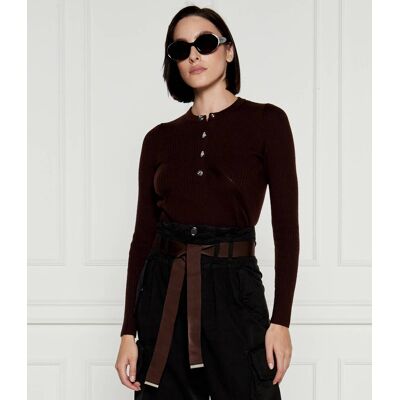 Pinko Wełniany sweter SERAFINO Slim Fit brązowy S Pinko Wełniany sweter SERAFINO Slim Fit brązowy S