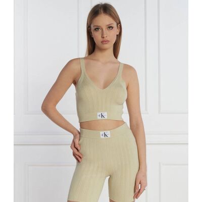 Calvin Klein Jeans Top Cropped Fit oliwkowy L Calvin Klein Jeans Top Cropped Fit oliwkowy L