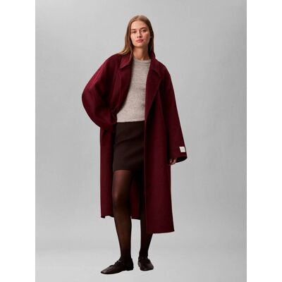Calvin Klein Wełniany płaszcz HERO bordowy L Calvin Klein Wełniany płaszcz HERO bordowy L
