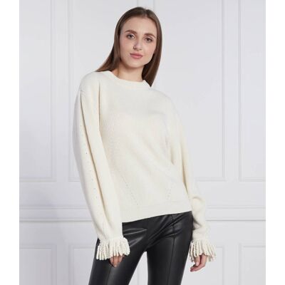 TWINSET Sweter Regular Fit z dodatkiem wełny i kaszmiru biały S TWINSET Sweter Regular Fit z dodatkiem wełny i kaszmiru biały S