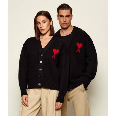 AMI Paris Wełniany kardigan Regular Fit czarny L AMI Paris Wełniany kardigan Regular Fit czarny L