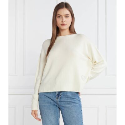 Liu Jo Wełniany sweter Regular Fit ecru L Liu Jo Wełniany sweter Regular Fit ecru L