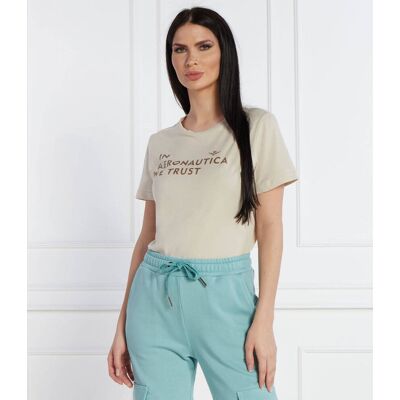 Aeronautica Militare T-shirt Regular Fit beżowy XS Aeronautica Militare T-shirt Regular Fit beżowy XS