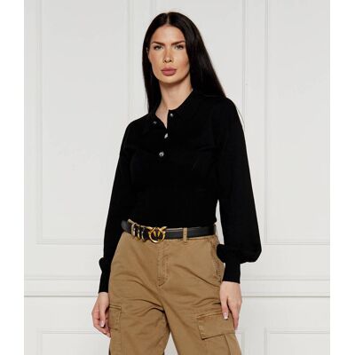 Pinko Wełniany sweter RIMONTAGGIO COSTINA Regular Fit czarny L Pinko Wełniany sweter RIMONTAGGIO COSTINA Regular Fit czarny L
