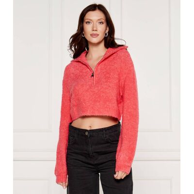 Patrizia Pepe Sweter Cropped Fit z dodatkiem wełny łososiowy XS/S Patrizia Pepe Sweter Cropped Fit z dodatkiem wełny łososiowy XS/S