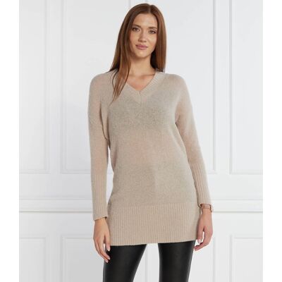 Marella SPORT Wełniany sweter Regular Fit kremowy XL Marella SPORT Wełniany sweter Regular Fit kremowy XL