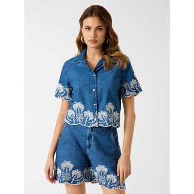 Guess Jeansowa koszula PETRA Regular Fit granatowy S Guess Jeansowa koszula PETRA Regular Fit granatowy S