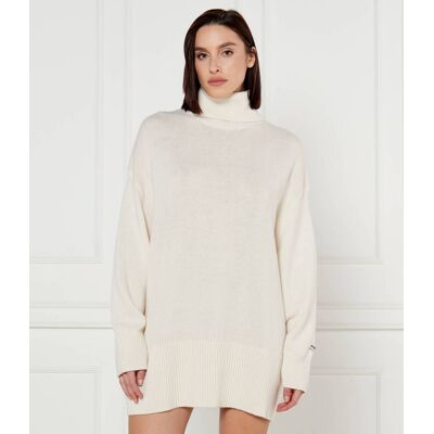 Pinko Wełniana sukienka ecru XXS Pinko Wełniana sukienka ecru XXS