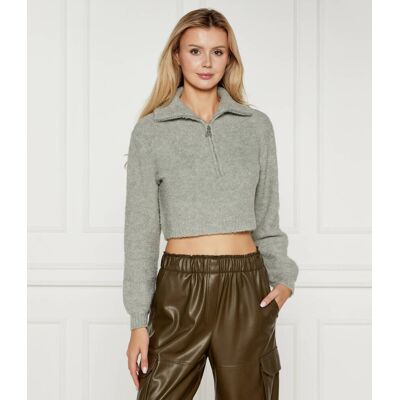 Patrizia Pepe Sweter Cropped Fit z dodatkiem wełny szary XS/S Patrizia Pepe Sweter Cropped Fit z dodatkiem wełny szary XS/S
