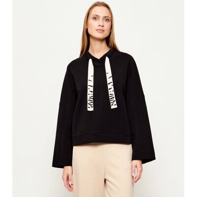 Marc Cain Bluza Relaxed fit czarny 38 Marc Cain Bluza Relaxed fit czarny 38