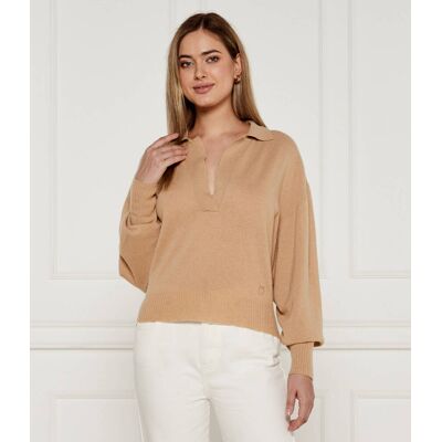 Pinko Wełniany sweter EVANESCENTE Regular Fit z dodatkiem kaszmiru beżowy XXS Pinko Wełniany sweter EVANESCENTE Regular Fit z dodatkiem kaszmiru beżowy XXS