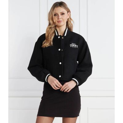 Tommy Jeans Kurtka bomber TJW CRP WOOL VARSITY Cropped Fit z dodatkiem wełny czarny S Tommy Jeans Kurtka bomber TJW CRP WOOL VARSITY Cropped Fit z dodatkiem wełny czarny S