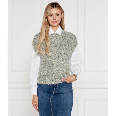 Marc Cain Sweter Loose fit z dodatkiem wełny szary 42 Marc Cain Sweter Loose fit z dodatkiem wełny szary 42