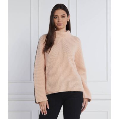 Marc Cain Sweter Relaxed fit z dodatkiem wełny pudrowy róż 40 Marc Cain Sweter Relaxed fit z dodatkiem wełny pudrowy róż 40