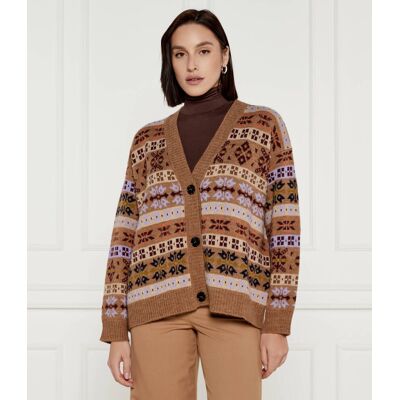 Weekend MaxMara Wełniany kardigan Eccelso Relaxed fit brązowy L Weekend MaxMara Wełniany kardigan Eccelso Relaxed fit brązowy L