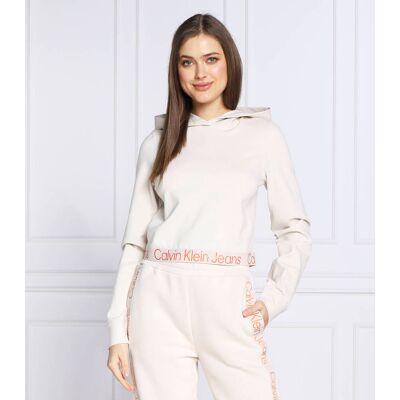 Calvin Klein Jeans Bluza Cropped Fit beżowy M Calvin Klein Jeans Bluza Cropped Fit beżowy M