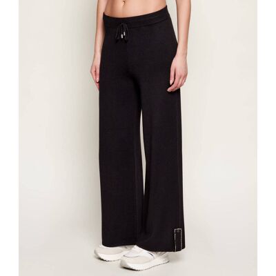 Liu Jo Sport Spodnie dresowe Relaxed fit z dodatkiem jedwabiu czarny L Liu Jo Sport Spodnie dresowe Relaxed fit z dodatkiem jedwabiu czarny L