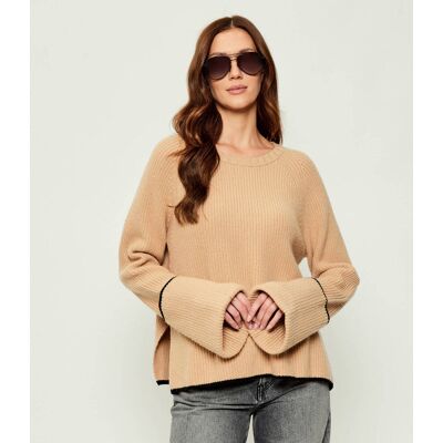 Pinko Wełniany sweter PROCIDA Loose fit z dodatkiem kaszmiru beżowy XL Pinko Wełniany sweter PROCIDA Loose fit z dodatkiem kaszmiru beżowy XL