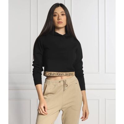 Calvin Klein Jeans Bluza Cropped Fit czarny XL Calvin Klein Jeans Bluza Cropped Fit czarny XL