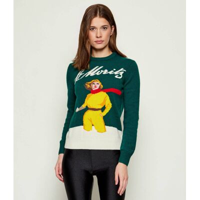 ST.Barth Sweter NEW QUEEN C ST.Barth x St. Moritz Slim Fit z dodatkiem wełny i kaszmiru butelkowa zieleń L ST.Barth Sweter NEW QUEEN C ST.Barth x St. Moritz Slim Fit z dodatkiem wełny i kaszmiru butelkowa zieleń L