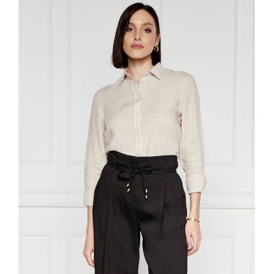 Gant Lniana koszula CHAMBRAY Regular Fit beżowy 42 Gant Lniana koszula CHAMBRAY Regular Fit beżowy 42