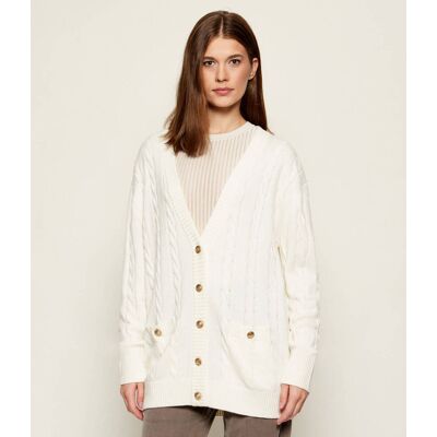 Guess Kardigan ELSA Relaxed fit z dodatkiem wełny biały XS Guess Kardigan ELSA Relaxed fit z dodatkiem wełny biały XS