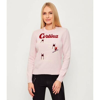 ST.Barth Sweter NEW QUEEN C ST.Barth x St. Moritz Slim Fit z dodatkiem wełny i kaszmiru pudrowy róż S ST.Barth Sweter NEW QUEEN C ST.Barth x St. Moritz Slim Fit z dodatkiem wełny i kaszmiru pudrowy róż S