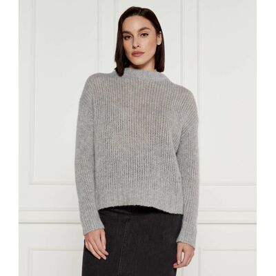 HUGO Wełniany sweter Sloossy Oversize fit szary XS HUGO Wełniany sweter Sloossy Oversize fit szary XS