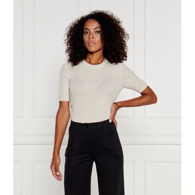 Marc Cain Wełniany sweter Slim Fit ecru 34 Marc Cain Wełniany sweter Slim Fit ecru 34