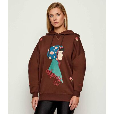 INUIKII Bluza Oversize fit brązowy S INUIKII Bluza Oversize fit brązowy S