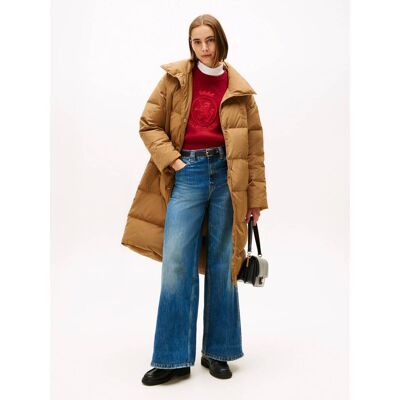 Tommy Hilfiger Puchowy płaszcz beżowy S Tommy Hilfiger Puchowy płaszcz beżowy S