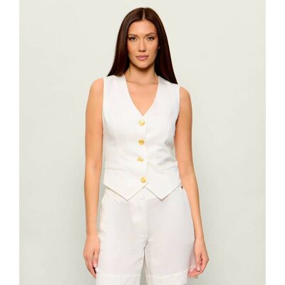 Marciano Guess Kamizelka JANE Slim Fit z dodatkiem lnu biały 38 Marciano Guess Kamizelka JANE Slim Fit z dodatkiem lnu biały 38