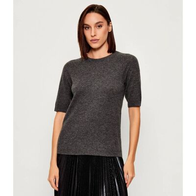 MM Wełniany sweter YEN Regular Fit z dodatkiem kaszmiru grafitowy XS MM Wełniany sweter YEN Regular Fit z dodatkiem kaszmiru grafitowy XS