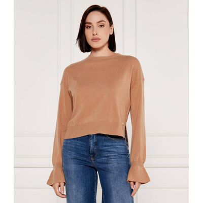 Liu Jo Wełniany sweter Cropped Fit z dodatkiem kaszmiru camel XS Liu Jo Wełniany sweter Cropped Fit z dodatkiem kaszmiru camel XS
