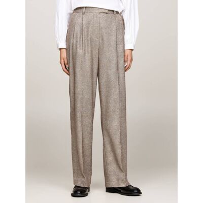 Tommy Hilfiger Spodnie flare fit z dodatkiem wełny beżowy 36 Tommy Hilfiger Spodnie flare fit z dodatkiem wełny beżowy 36