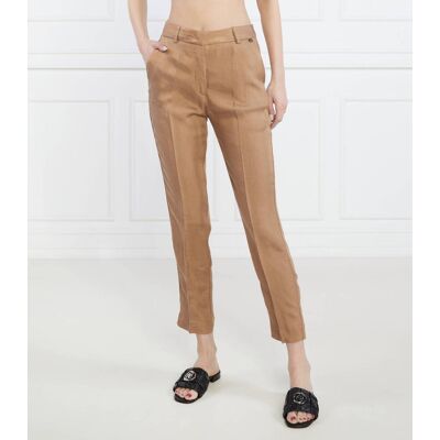 Liu Jo Spodnie Regular Fit z dodatkiem lnu camel 36 Liu Jo Spodnie Regular Fit z dodatkiem lnu camel 36