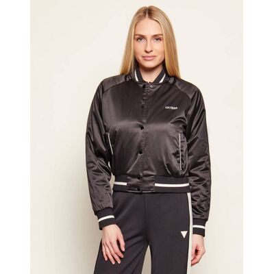 Guess ACTIVE Satynowa kurtka bomber TAMARA Regular Fit czarny S Guess ACTIVE Satynowa kurtka bomber TAMARA Regular Fit czarny S