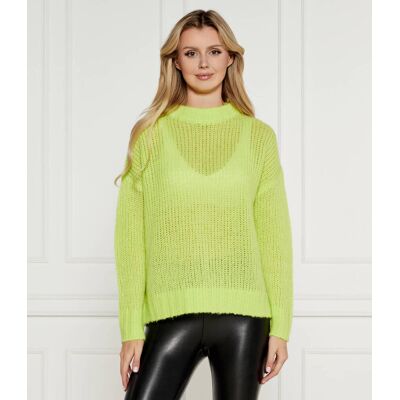 HUGO Wełniany sweter Sloossy Oversize fit limonkowy M HUGO Wełniany sweter Sloossy Oversize fit limonkowy M