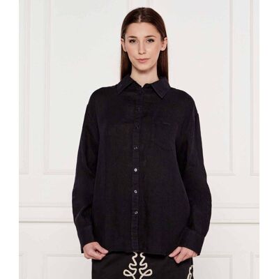 Gant Lniana koszula Relaxed fit czarny 38 Gant Lniana koszula Relaxed fit czarny 38
