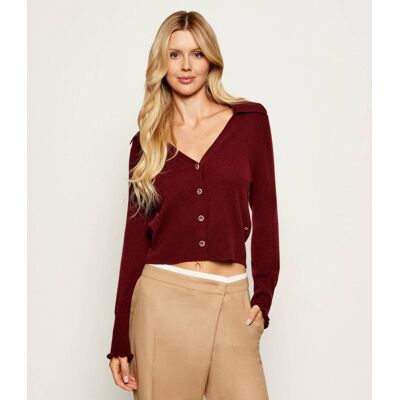 Marc Cain Kaszmirowy kardigan Loose fit bordowy 34 Marc Cain Kaszmirowy kardigan Loose fit bordowy 34