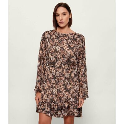 Guess Sukienka z paskiem ILENIA brązowy XL Guess Sukienka z paskiem ILENIA brązowy XL
