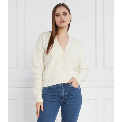 Calvin Klein Kardigan Regular Fit z dodatkiem wełny kremowy L Calvin Klein Kardigan Regular Fit z dodatkiem wełny kremowy L