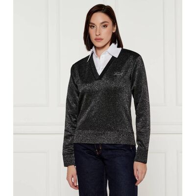Karl Lagerfeld Bluza lurex Regular Fit czarny XS Karl Lagerfeld Bluza lurex Regular Fit czarny XS