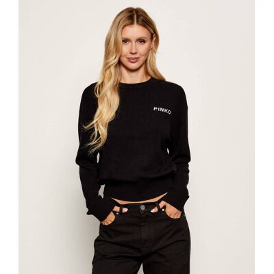Pinko Wełniany sweter Loose fit z dodatkiem kaszmiru czarny S Pinko Wełniany sweter Loose fit z dodatkiem kaszmiru czarny S