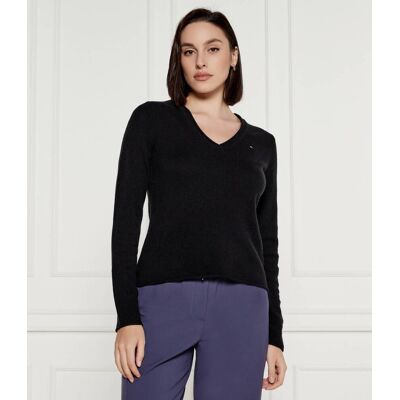 Tommy Hilfiger Wełniany sweter Regular Fit czarny M Tommy Hilfiger Wełniany sweter Regular Fit czarny M