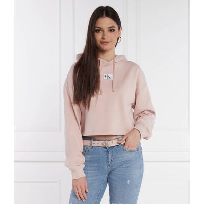 Calvin Klein Jeans Bluza Cropped Fit pudrowy róż M Calvin Klein Jeans Bluza Cropped Fit pudrowy róż M