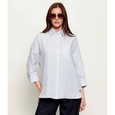 Weekend MaxMara Lniana koszula WKDPANETTO Relaxed fit błękitny 38 Weekend MaxMara Lniana koszula WKDPANETTO Relaxed fit błękitny 38